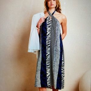 Banana republic twist neck midi dress shades of white navy and black dou…